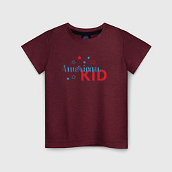 Футболка хлопковая детская Американский мальчик, цвет: меланж-бордовый