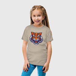 Футболка хлопковая детская Голова тигра, цвет: миндальный — фото 2
