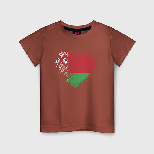 Детская футболка Сердце Беларуси / Кирпичный – фото 1
