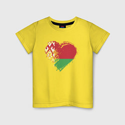 Футболка хлопковая детская Сердце Беларуси, цвет: желтый