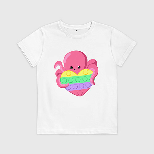 Детская футболка Осьминог с Pop It / Белый – фото 1