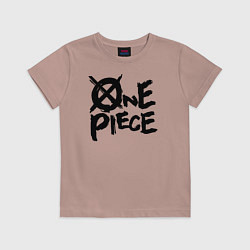 Футболка хлопковая детская One Piece Большой куш лого, цвет: пыльно-розовый