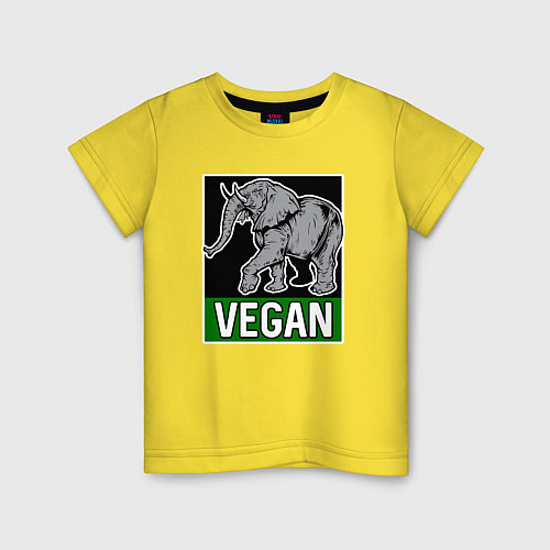 Детская футболка Vegan elephant / Желтый – фото 1