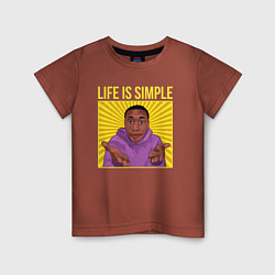 Футболка хлопковая детская Life is simple!, цвет: кирпичный