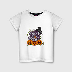 Футболка хлопковая детская Trick or treat, цвет: белый