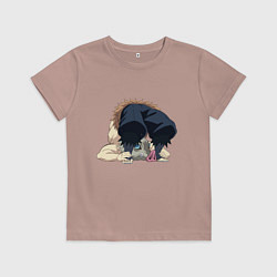 Футболка хлопковая детская Клинок, рассекающий демонов, цвет: пыльно-розовый