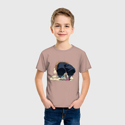 Футболка хлопковая детская Клинок, рассекающий демонов, цвет: пыльно-розовый — фото 2