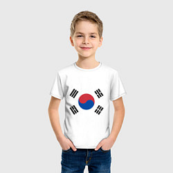 Футболка хлопковая детская Корея Корейский флаг, цвет: белый — фото 2
