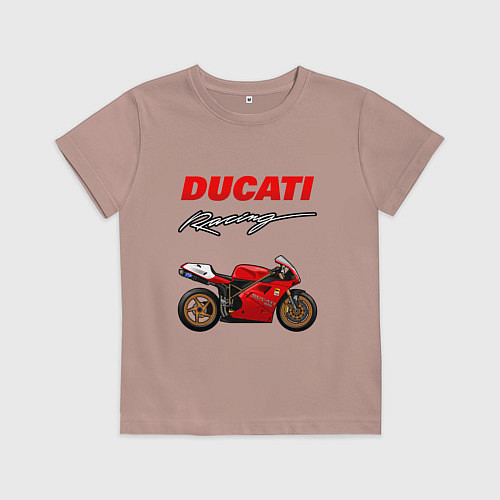 Детская футболка DUCATI ДУКАТИ MOTOSPORT / Пыльно-розовый – фото 1