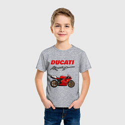 Футболка хлопковая детская DUCATI ДУКАТИ MOTOSPORT, цвет: меланж — фото 2