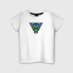 Футболка хлопковая детская Milwaukee Bucks лого, цвет: белый