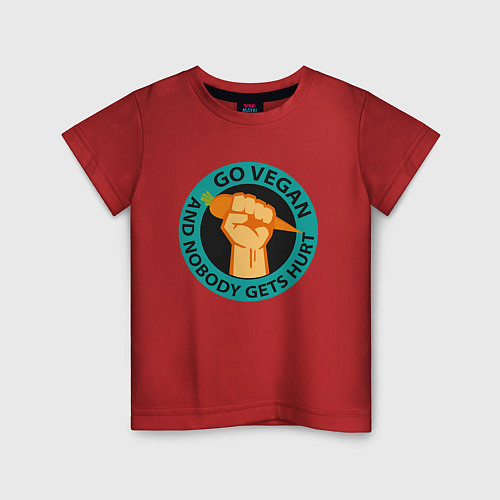 Детская футболка Go Vegan / Красный – фото 1