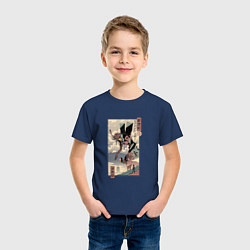 Футболка хлопковая детская ЕВАНГЕЛИОН ДРЕВНЯЯ ГРАВЮРА, цвет: тёмно-синий — фото 2