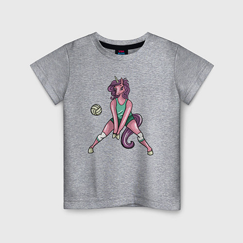 Детская футболка Единорог - Волейбол / Меланж – фото 1