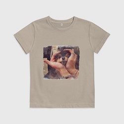 Футболка хлопковая детская 8 мембер, цвет: миндальный