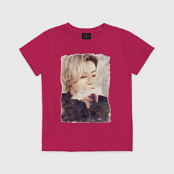 Футболка хлопковая детская Задумчивый Чонгук, цвет: маджента