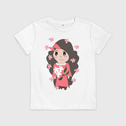 Футболка хлопковая детская Цветение сакуры, цвет: белый