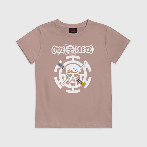 Детская футболка Эмблема Трафальгар Ло One Piece / Пыльно-розовый – фото 1