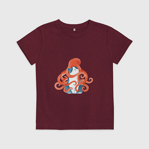 Детская футболка Осьминожья шапочка / Меланж-бордовый – фото 1