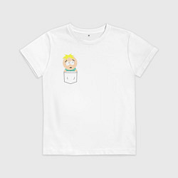 Футболка хлопковая детская Баттерс в кармане, цвет: белый