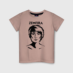 Футболка хлопковая детская ZEMFIRA эскиз портрет, цвет: пыльно-розовый