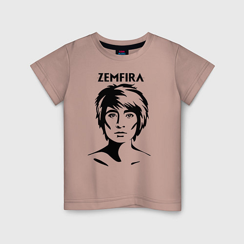 Детская футболка ZEMFIRA эскиз портрет / Пыльно-розовый – фото 1