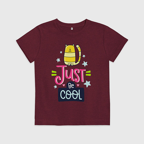Детская футболка Просто будь классной кошечкой / Меланж-бордовый – фото 1