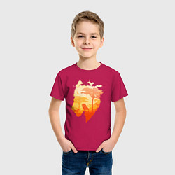 Футболка хлопковая детская Africa - Lion, цвет: маджента — фото 2