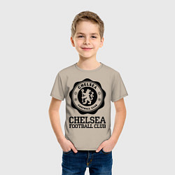 Футболка хлопковая детская Chelsea FC: Emblem, цвет: миндальный — фото 2