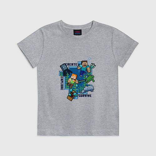 Детская футболка Майнкрафт Под водой / Меланж – фото 1