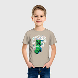 Футболка хлопковая детская Крипер Creeper Minecraft, цвет: миндальный — фото 2