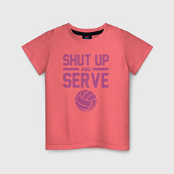 Футболка хлопковая детская Shut Up And Serve, цвет: коралловый