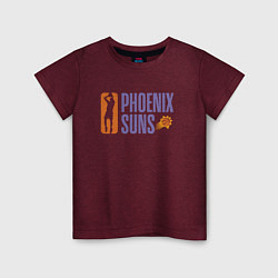 Футболка хлопковая детская NBA - Suns, цвет: меланж-бордовый
