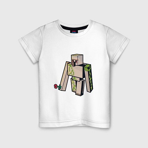 Детская футболка Железный голем Майнкрафт / Белый – фото 1