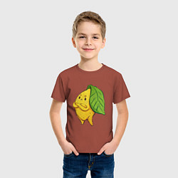 Футболка хлопковая детская Недовольный лимон, цвет: кирпичный — фото 2