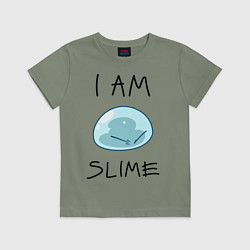 Футболка хлопковая детская I AM SLIME, цвет: авокадо