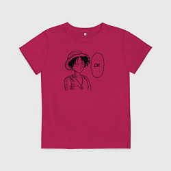 Футболка хлопковая детская Манки Д Луффи - Ванпанчмен, цвет: маджента