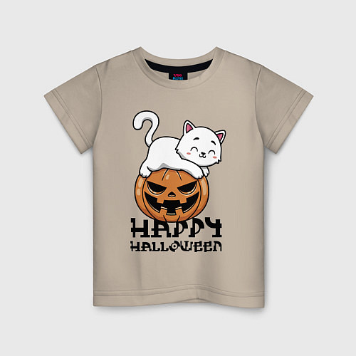 Детская футболка Kitten & Pumpkin / Миндальный – фото 1