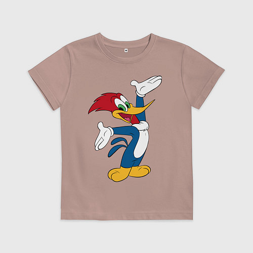 Детская футболка Дятел Вуди позирует / Пыльно-розовый – фото 1