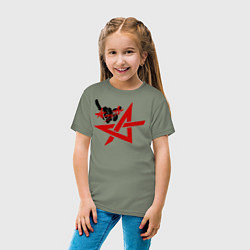 Футболка хлопковая детская Алиса коза, цвет: авокадо — фото 2