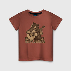 Футболка хлопковая детская Медведь играет на гитаре, цвет: кирпичный