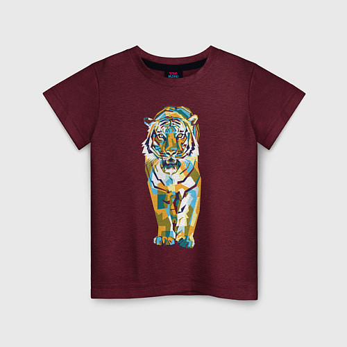 Детская футболка Тигр-грация / Меланж-бордовый – фото 1