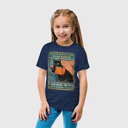 Футболка хлопковая детская КОТ УЧЕНЫЙ, цвет: тёмно-синий — фото 2