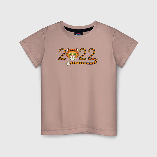 Детская футболка Год Тигра 2022 с мордочкой / Пыльно-розовый – фото 1