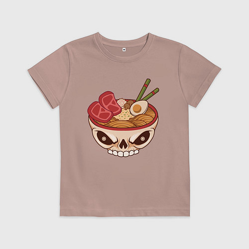 Детская футболка Лапша в черепе / Пыльно-розовый – фото 1