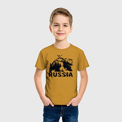 Футболка хлопковая детская Russian bear, цвет: горчичный — фото 2