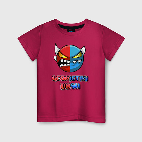Детская футболка Geometry Dash КРАСНЫЙСИНИЙ / Маджента – фото 1