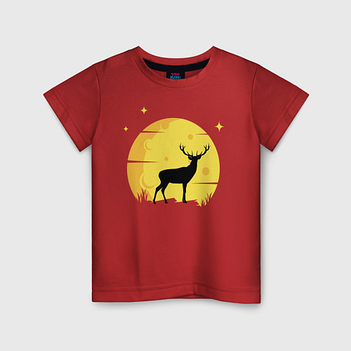 Детская футболка Олень перед Луной / Красный – фото 1
