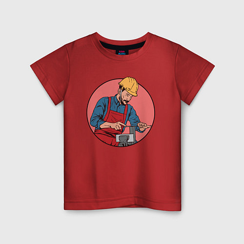 Детская футболка Строитель / Красный – фото 1