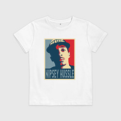Футболка хлопковая детская Nipsey Hussle, цвет: белый